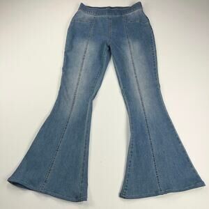 Versona Modern Bell Bottom High Rise Curvy Jeans Medium Wash Pull On Size 8